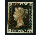 1840. 1d Intense Black. Plate 6. Lettered T-G. Superb fine used.